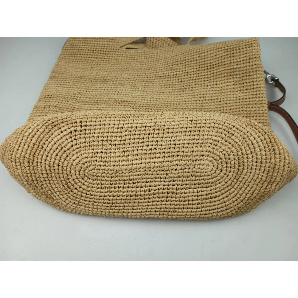 LOEWE x Paula’s Ibiza Slit Natural Brown Leather Raffia Hobo Tote Bag - Picture 5 of 7